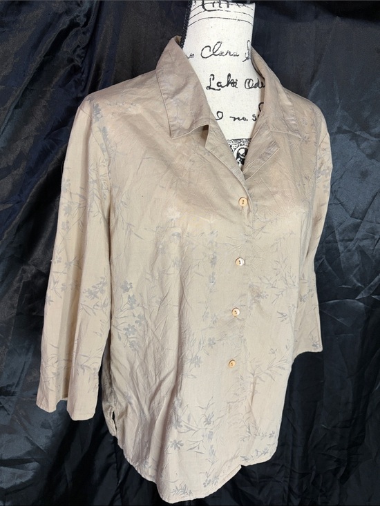 Notations Tops - Notations Tan Floral Button Front Blouse – Boho / Southwestern Style Sz L